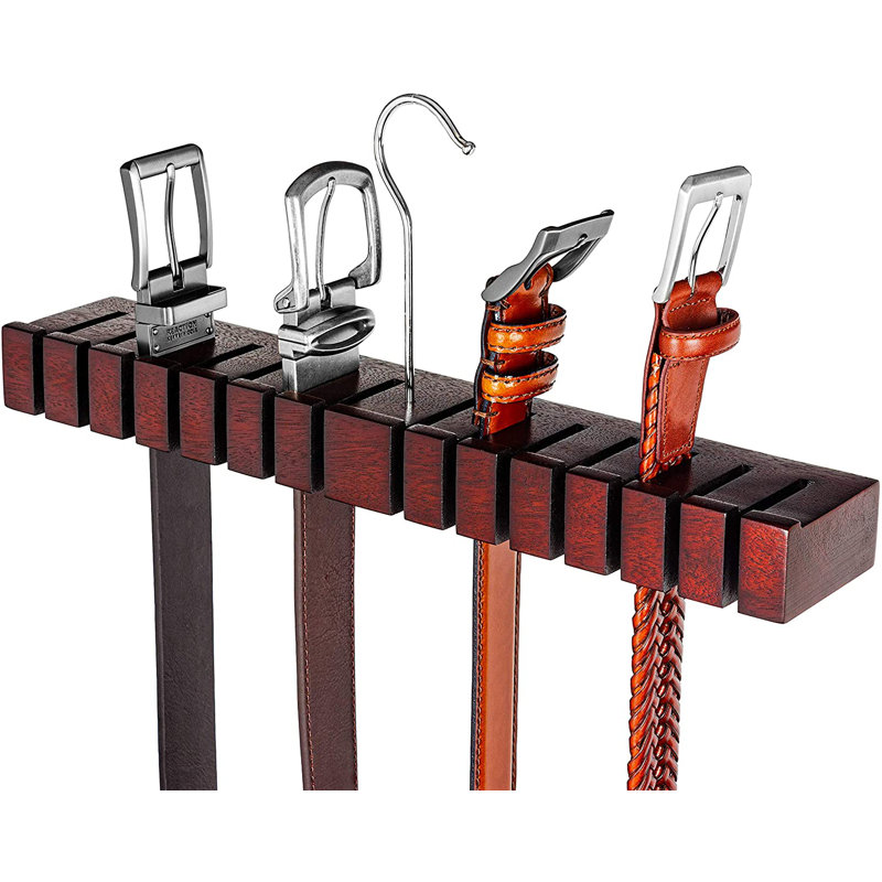 shanglixiansenxinmaoyi Block Solid Mahogany Belt Holder Hanger & Belt Rack Organizer For Closet